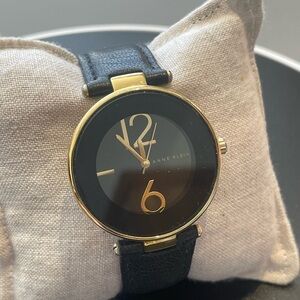 Anne Klein Black and Gold Watch